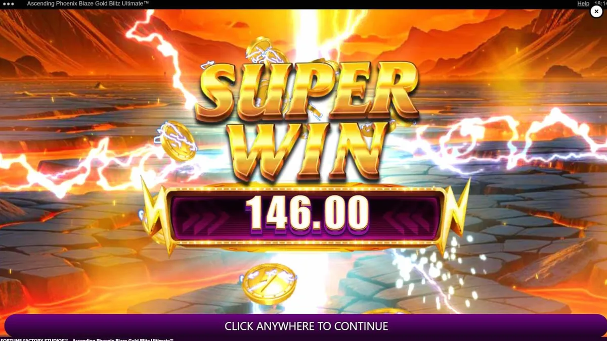 Tampilan visual slot Ascending Phoenix Blaze Gold Blitz Ultimate dengan tema api dan emas